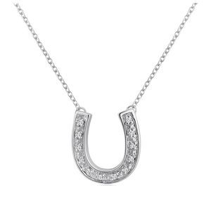 1/10ct TW Diamond Horseshoe Necklace in Sterling Silver 16 Inch